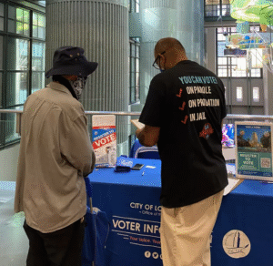LA County Justice, Care & Opportunities Department voter outreach: Training, registration, events.