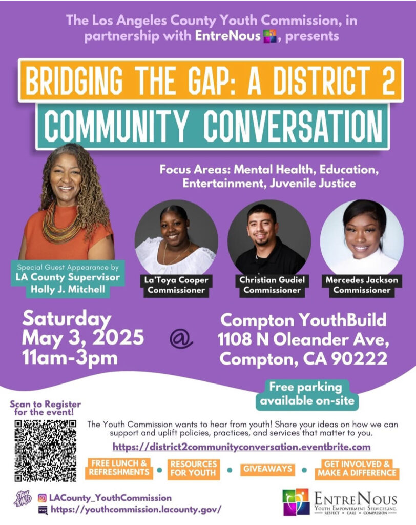 Flyer for the "Bridging the Gap: A District 2 Community Conversation" event. Features Holly J. Mitchell and other speakers.