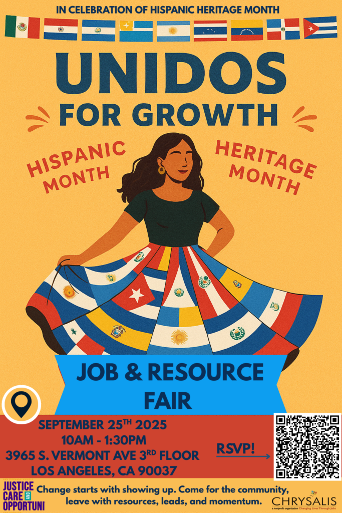 Unidos for Growth Job & Resource Fair poster. Hispanic Heritage Month celebration.