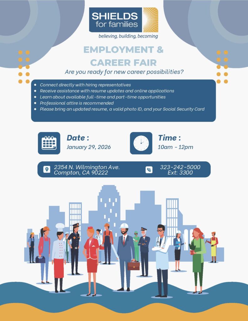 Job fair flyer: Shields for Families Employment & Career Fair, January 29, 2026.