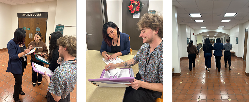 JCOD Rapid Diversion Program staff assisting individuals at San Fernando Courthouse.