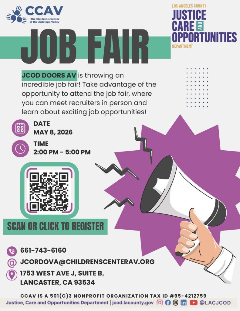 DOORS AV Job Fair flyer: May 8, 2026, 2-5 PM. Register now!