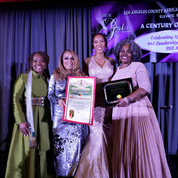 Four women accept awards at the 2026 Los Angeles County African American Museum Gala & Fundraiser.