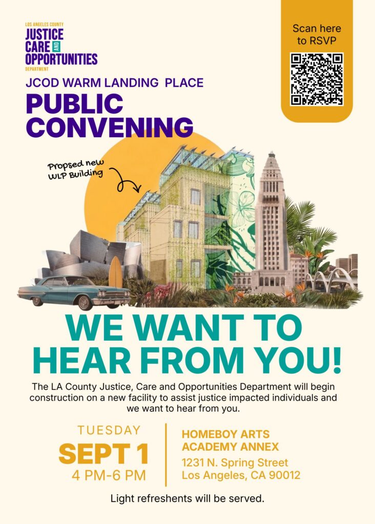 Public Convening for JCOD Warm Landing Place: Tuesday, Sept 1, 4 PM-6 PM
